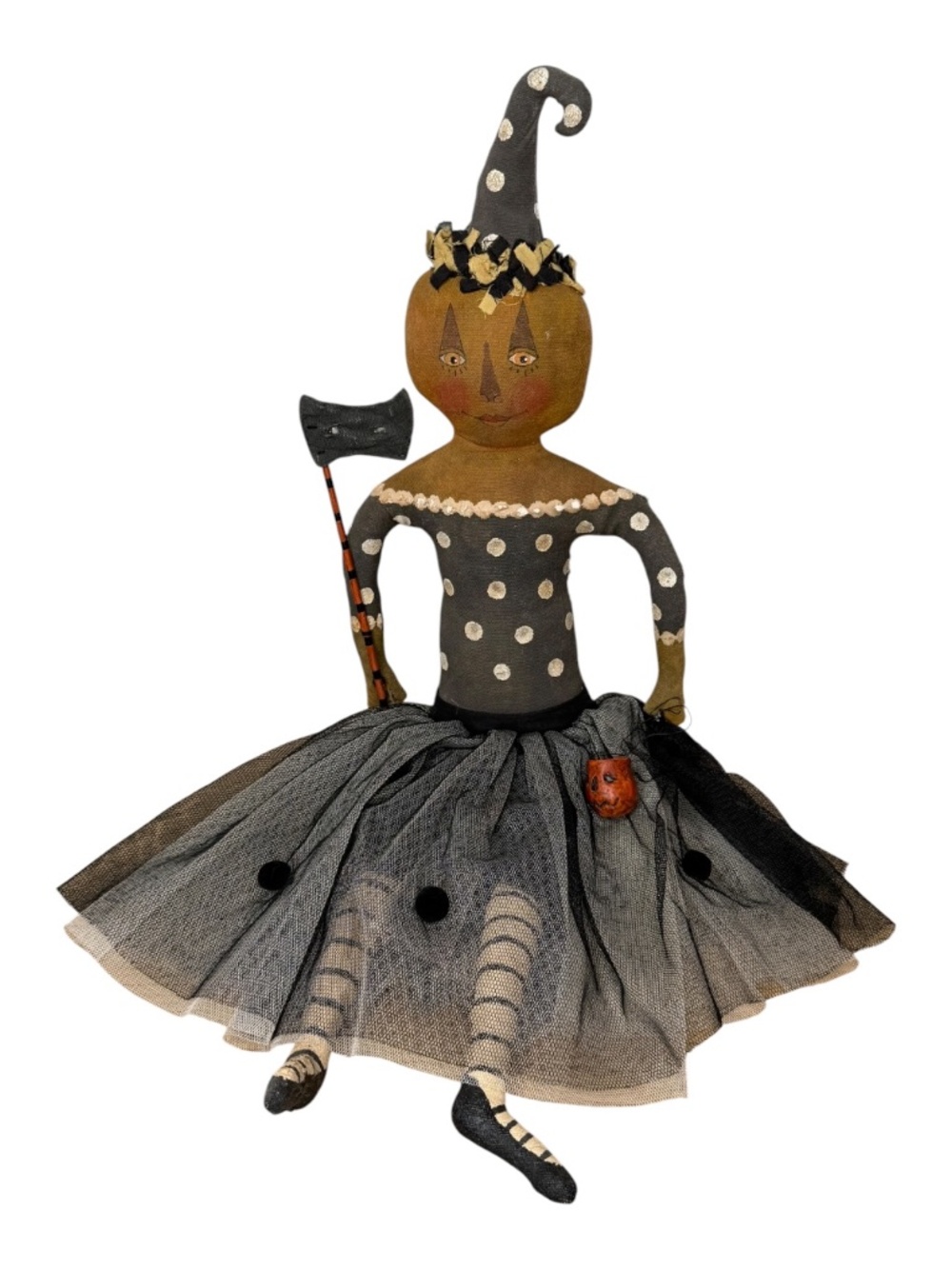 Sharon Andrews Primitive Hand Painted Halloween Doll Pumpkin Fall Masquerade